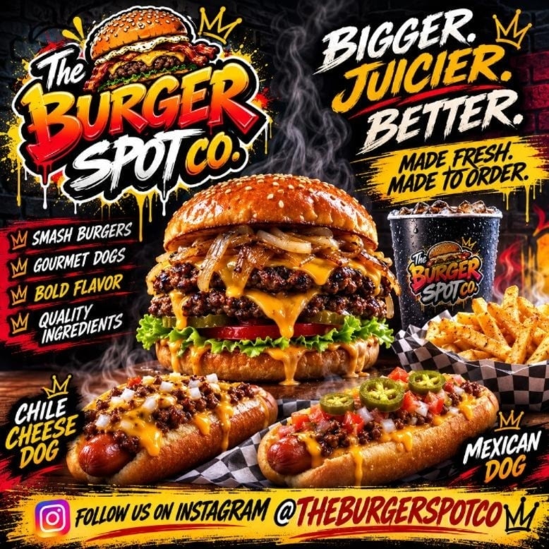 Burger being smashed on the griddle